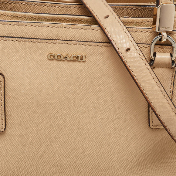 COACH Beige Leather Mini Christie Carryall Double Zip Tote - Picture 5 of 8